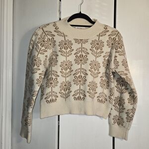 Floral Patterned Cream Sweater